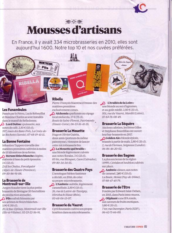 L'express juillet 2019 : les top 10 des microbrasseries françaises